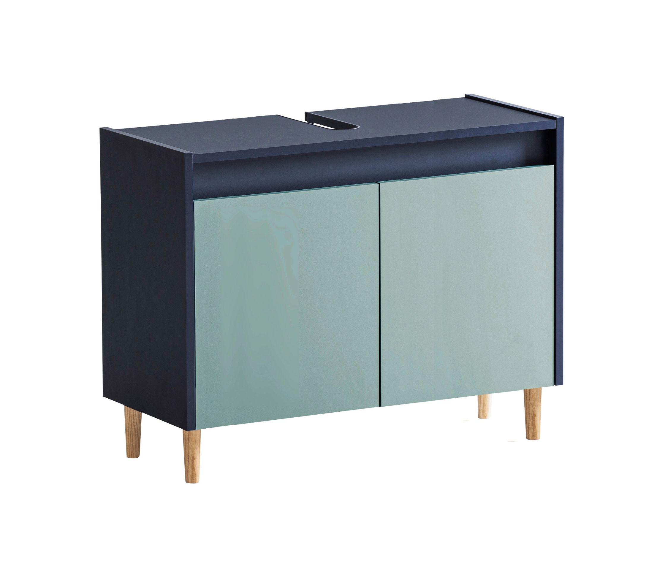 Thumbnail - Tchibo - Waschbeckenunterschrank »Lovis« - 80x33x60cm - blau - Holz / Metall / Eschen-Massivholz