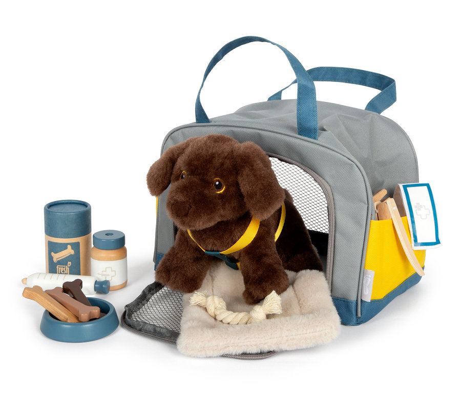 small foot Hund mit Tasche und Pflege-Set.