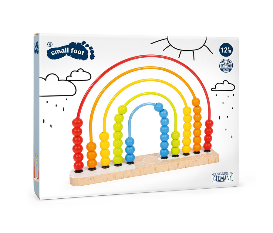 Verpackung der small foot Motorikschleife und Abakus-Regenbogen.