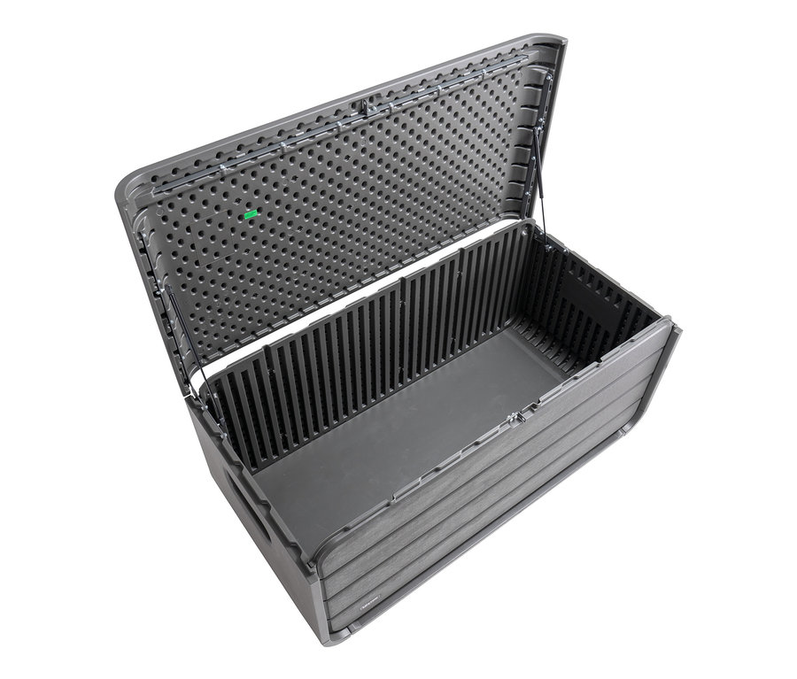 Geöffnete graue Aufbewahrungsbox, 515 l.