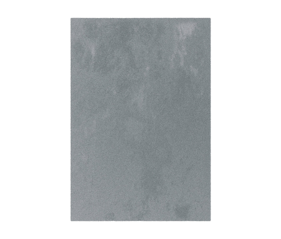 Detailansicht eines grauen Teppichs "Mellow".