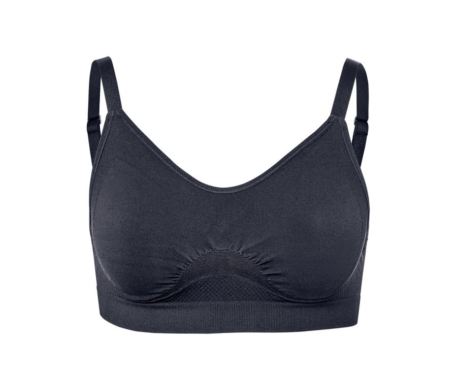 Blauer Seamless-Sport-BH auf weißem Hintergrund.