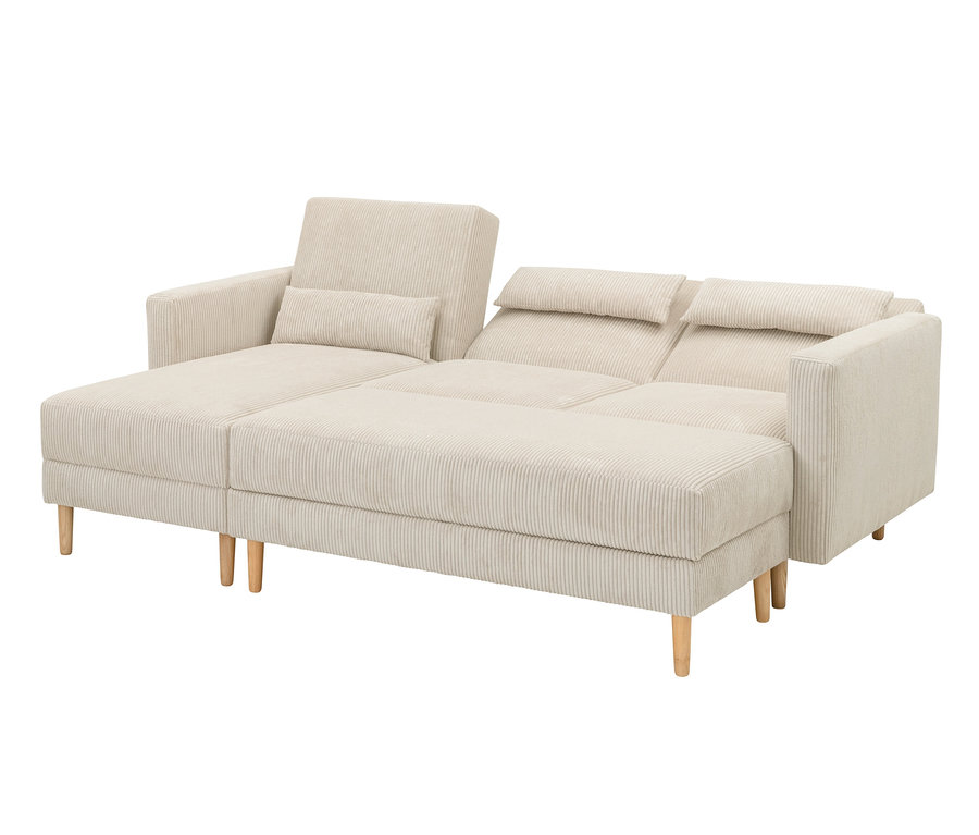 Cremefarbenes Federkern Eck-Schlafsofa »Jenna«.