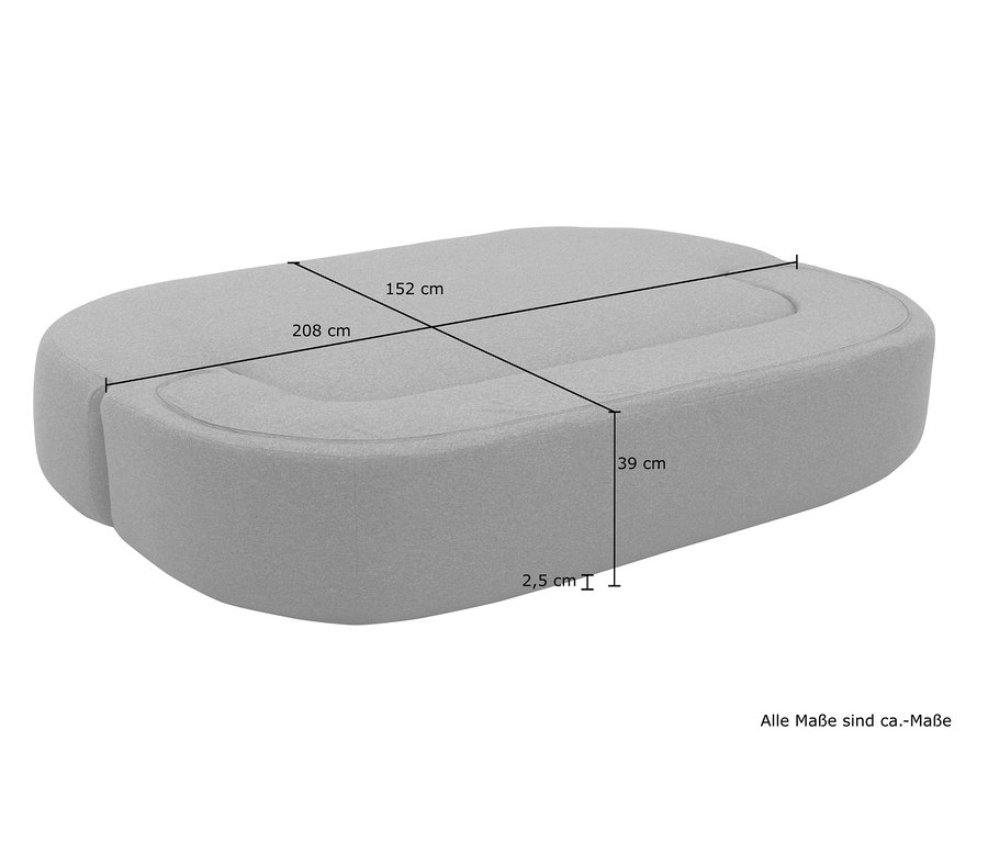Abmessungen des grauen DOMO collection Schlafsofas »Göteborg« sind 208 x 152 x 39 cm.