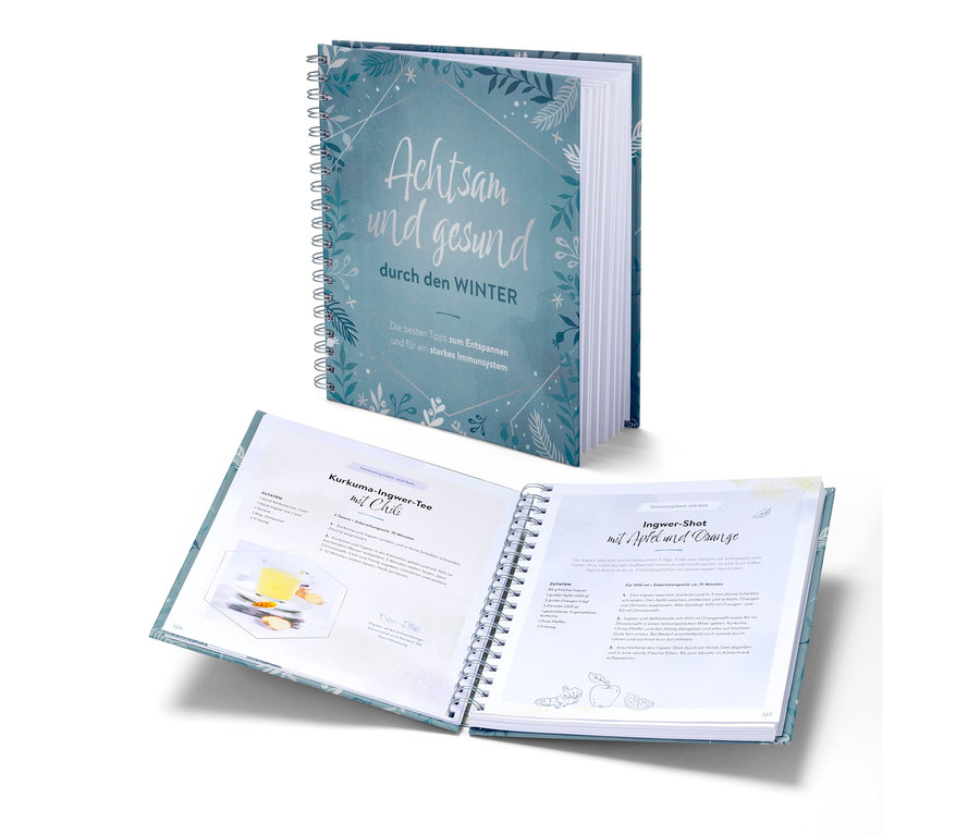 Zwei offene Rezeptseiten im Buch »Achtsam und gesund durch den Winter«.