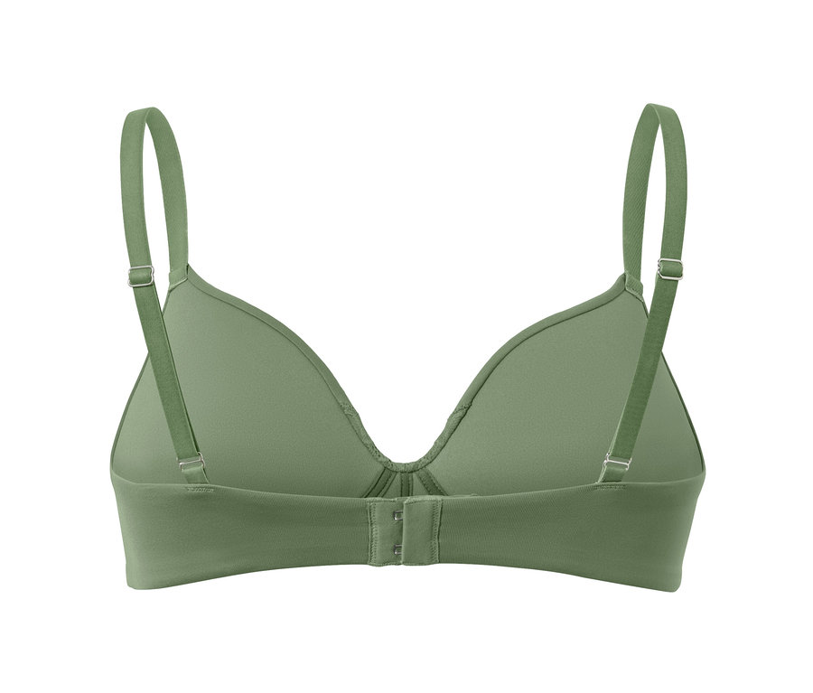 Detailaufnahme des olivgrünen Softschalen-BHs von hinten.
