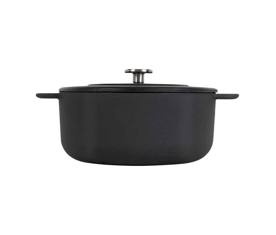 Schwarzer COMBEKK Gusseisen-Bräter »Sous-Chef« mit Deckel, Ø ca. 24 cm.