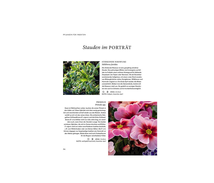 Buch "Mein summendes Paradies" und Foto von zwei Blumenarten.