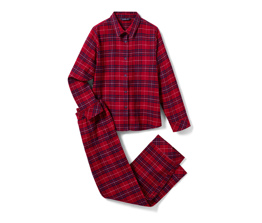 Ein rot karierter Flanell-Pyjama.