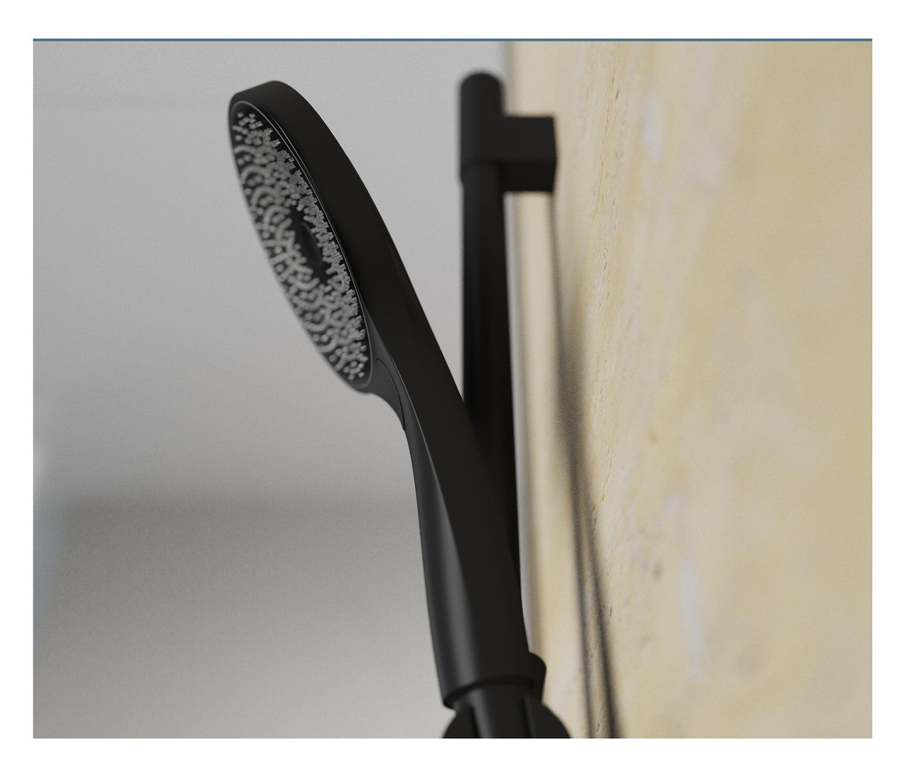 Detailaufnahme eines schwarzen Brausestangen-Sets »CAPRI«.