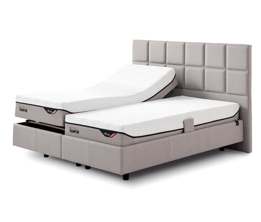 Zwei elektrisch verstellbare TEMPUR® Systemrahmen Lattenroste »Premium Flex 2000« in verschiedenen Größen übereinander.
