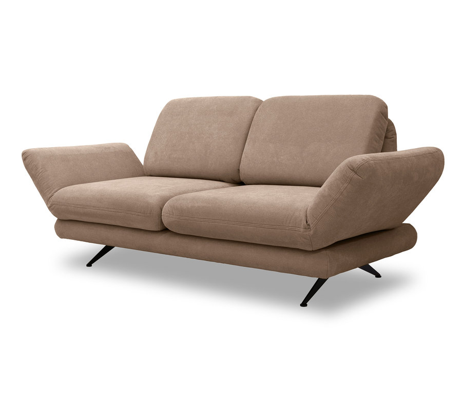 Ein »Saletto« 2-Sitzer von DOMO collection mit Bumerang-Fuß in der Farbe Coffee.