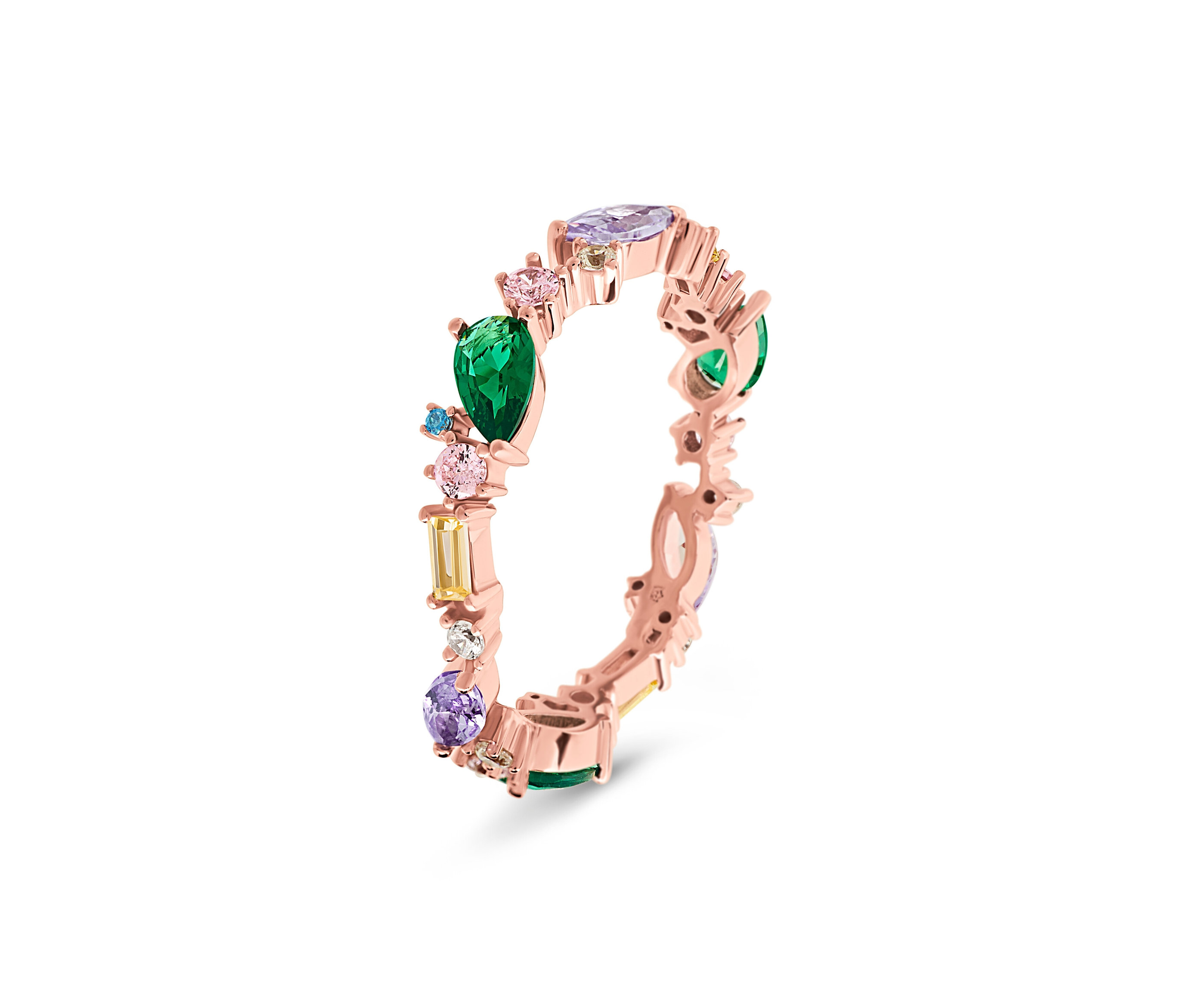 Silber Ring mit »Multicolor Cluster« Steinen - Damen - Gr. 17 - gold - gold