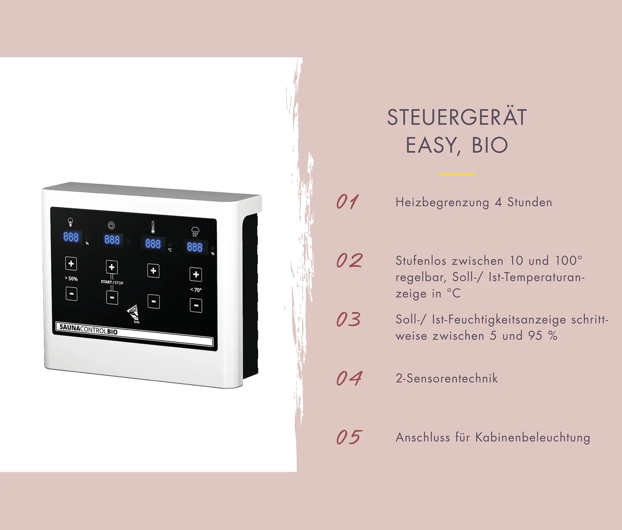 Saunasteuerung mit Display und Tasten.