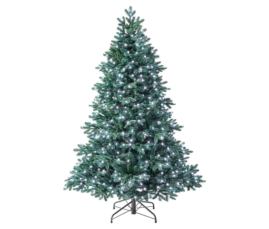 Ein blauer künstlicher Weihnachtsbaum mit weißen Lichtern, genannt LED-Weihnachtsbaum »Coloris«, 180 cm.