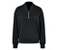 Schwarzes Sweatshirt mit Reißverschluss am Hals.