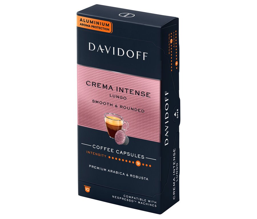 Packung DAVIDOFF CAFÉ Crema Intense - 10 Kapseln.