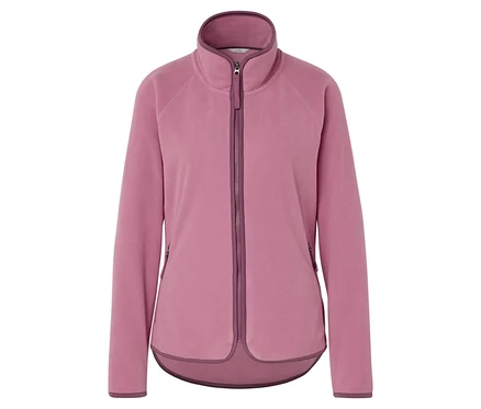 Rosa Fleecejacke mit Reißverschluss in der Mitte.
