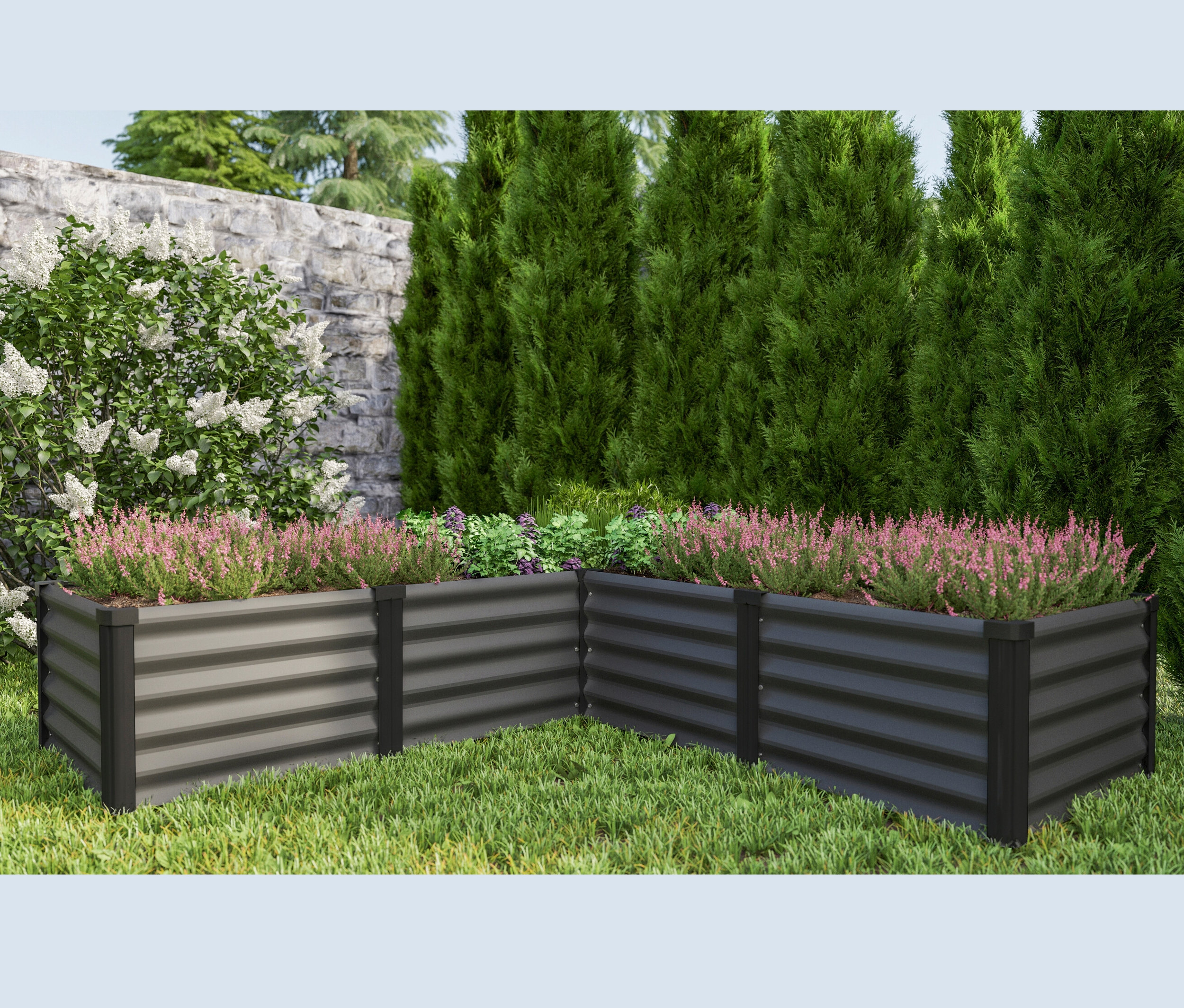 Thumbnail - Vitavia Hochbeet 401 mit erhöhter Arbeitsfäche - 185x185x40cm - schwarz - Aluminium