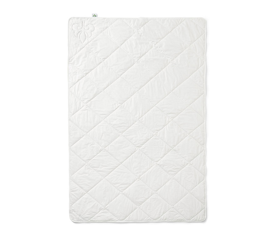 Weißes irisette® greenline Baumwoll-Leinen-Sommer-Steppbett mit Rautensteppung.