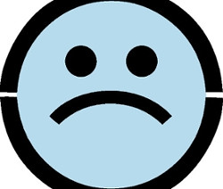 Trauriges Gesicht eines digitalen Hygro- und Thermometers.