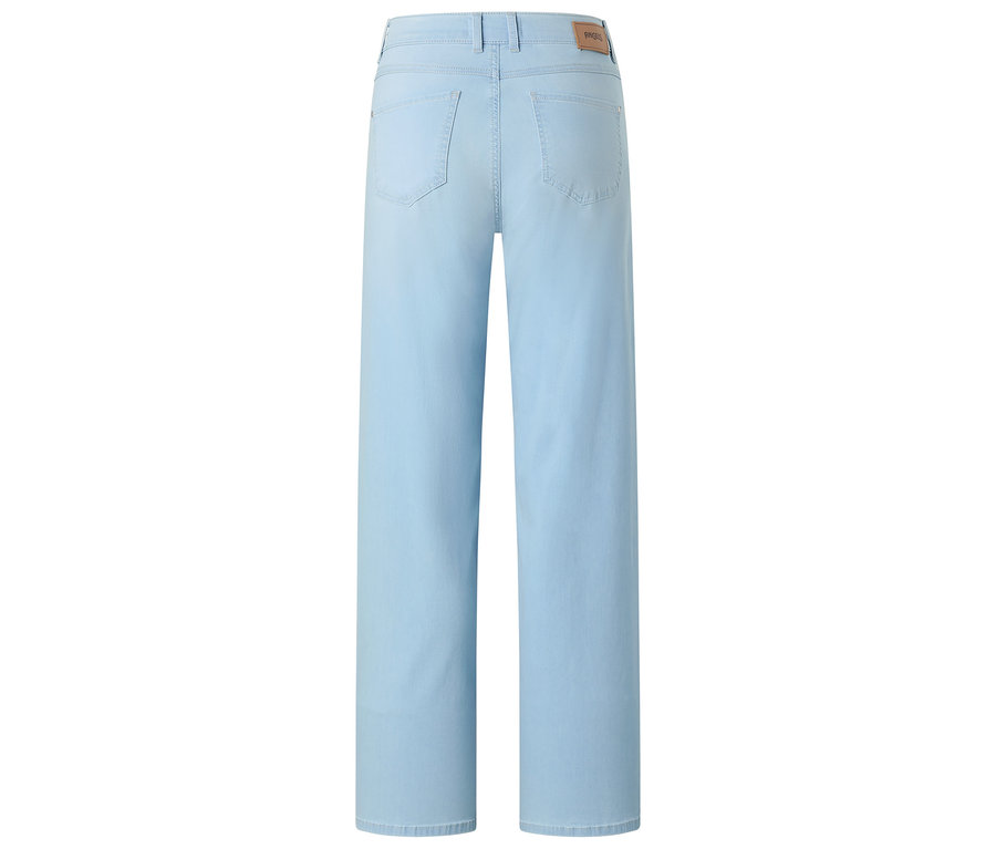 Helle, weitgeschnittene Jeanshose von hinten.