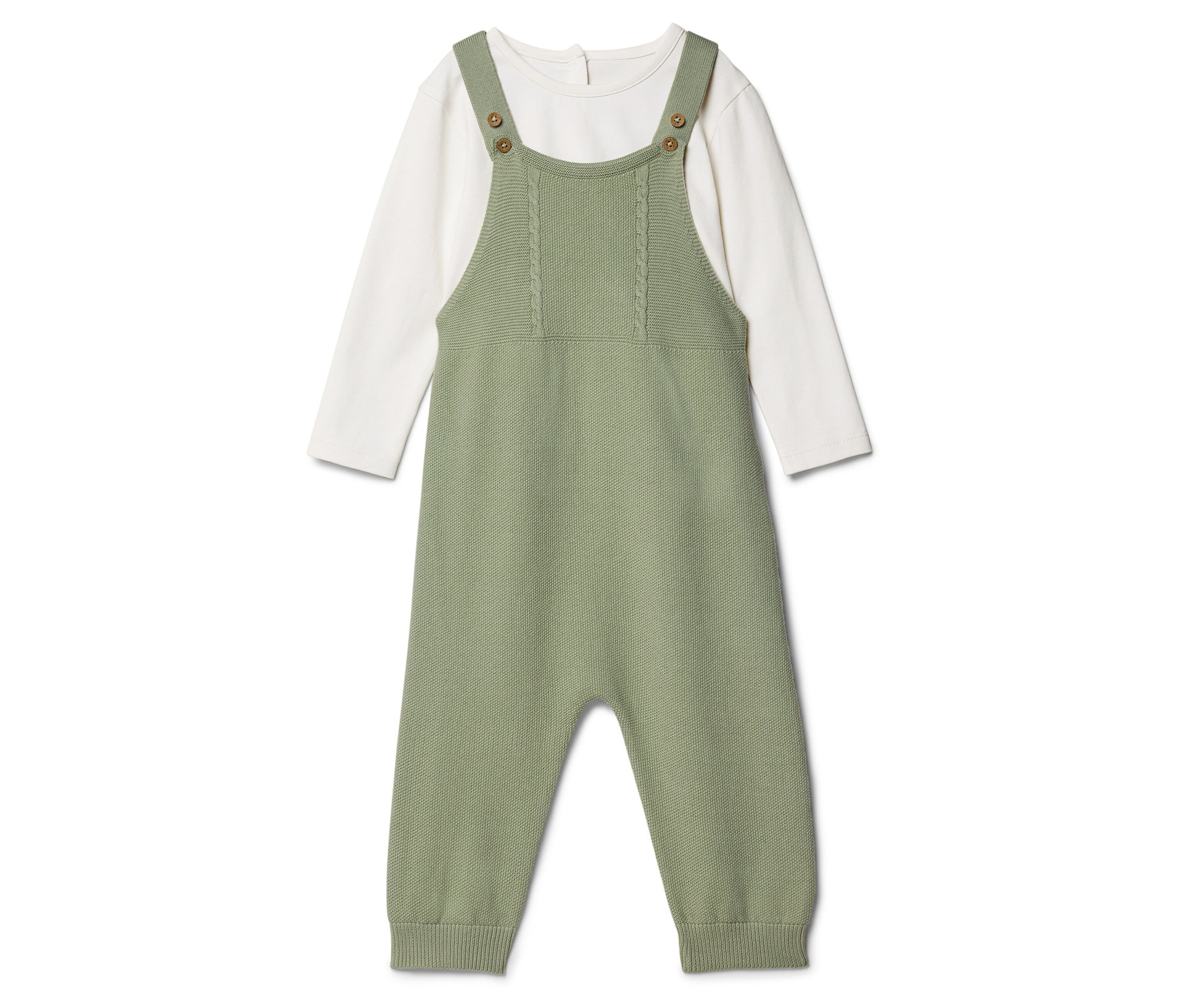 Tchibo - Baby-Set mit Latzhose und Langarmshirt - Gr. 74/80 - olivgrün