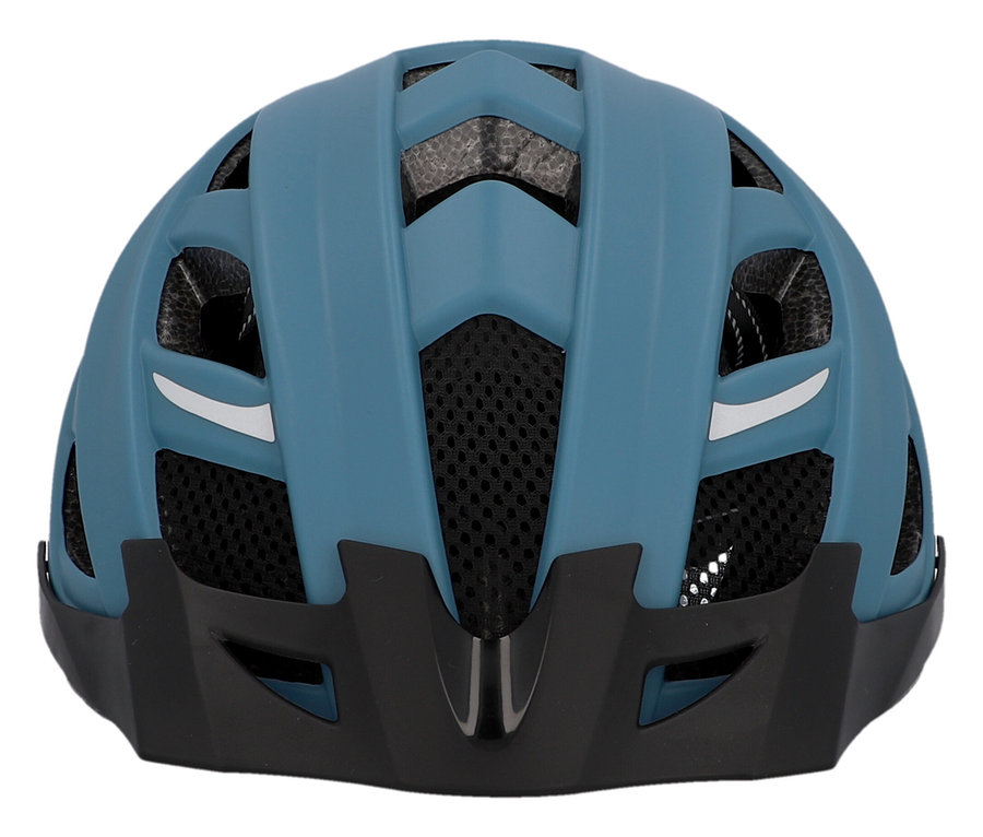 Vorderansicht eines blauen FISCHER Fahrradhelm Urban PLUS Chicago.