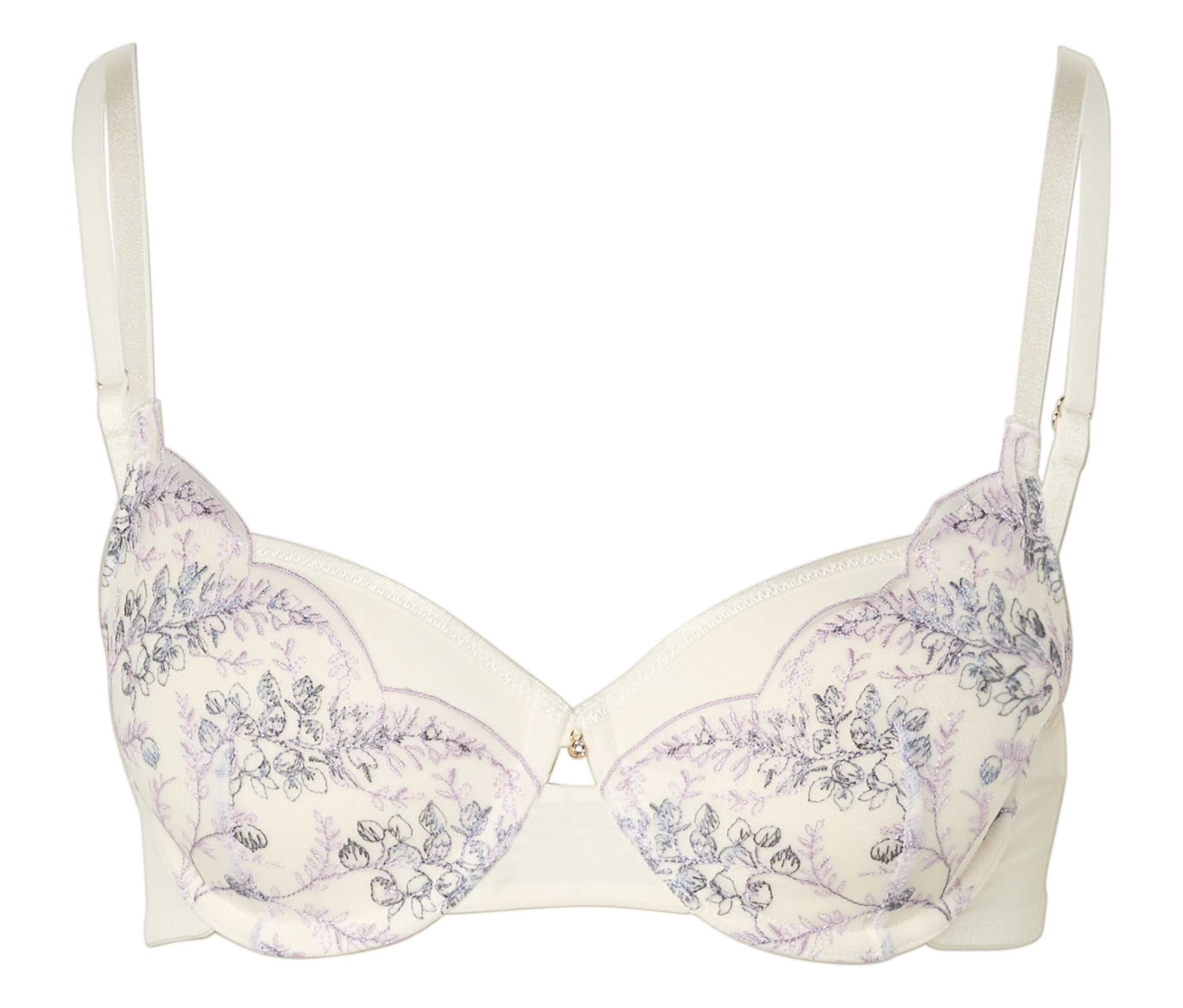 Bügel-BH mit Schale und Stickerei - Damen - Gr. 80B - creme - creme