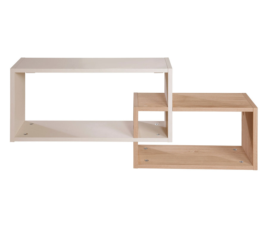 Roba Wandregal »Louisa« in Weiß und Holzoptik, gestaffelt angeordnet.