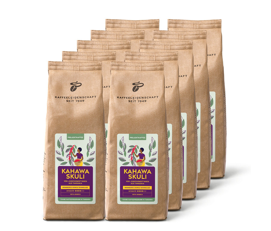 Mehrere Packungen Projektkaffee Kahawa Skuli - 10x 500 g Ganze Bohne.