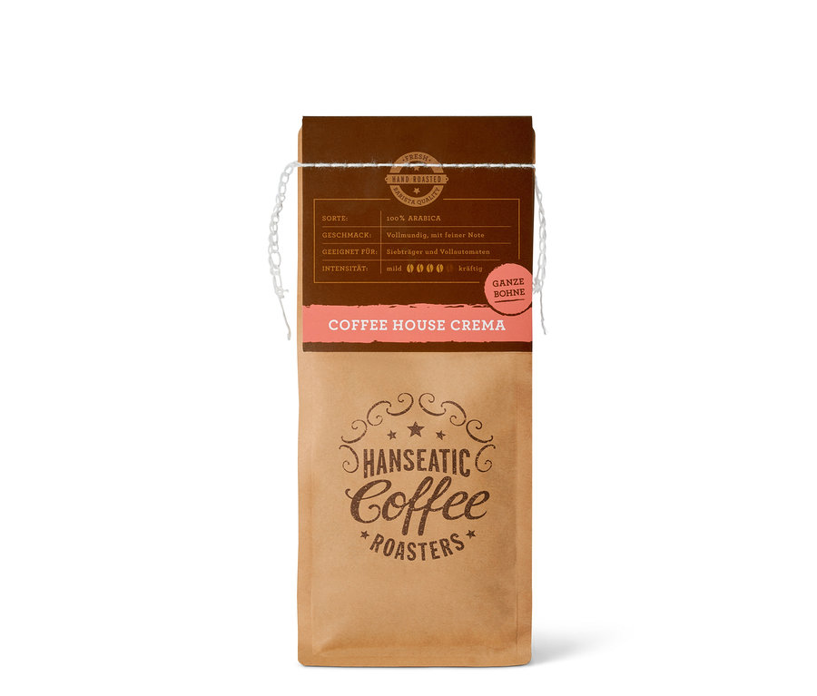 Eine Packung Hanseatic - Coffee House Caffè Crema - 250 g Ganze Bohne.