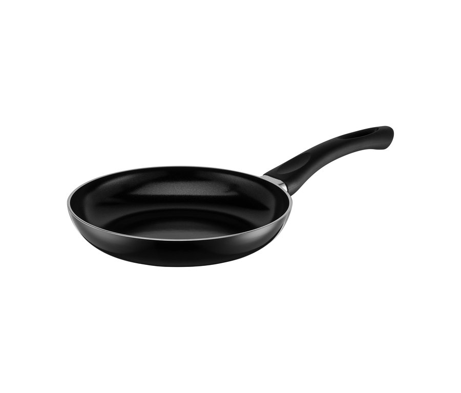 Schwarze Mäser Pfanne Ezaki mit schwarzem Griff und silbernem Rand.