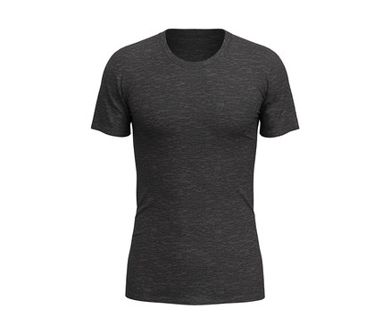 Dunkelgraues meliertes CALIDA »Wool & Silk« T-Shirt, dark moon melé, mit kurzen Ärmeln und Rundhalsausschnitt.