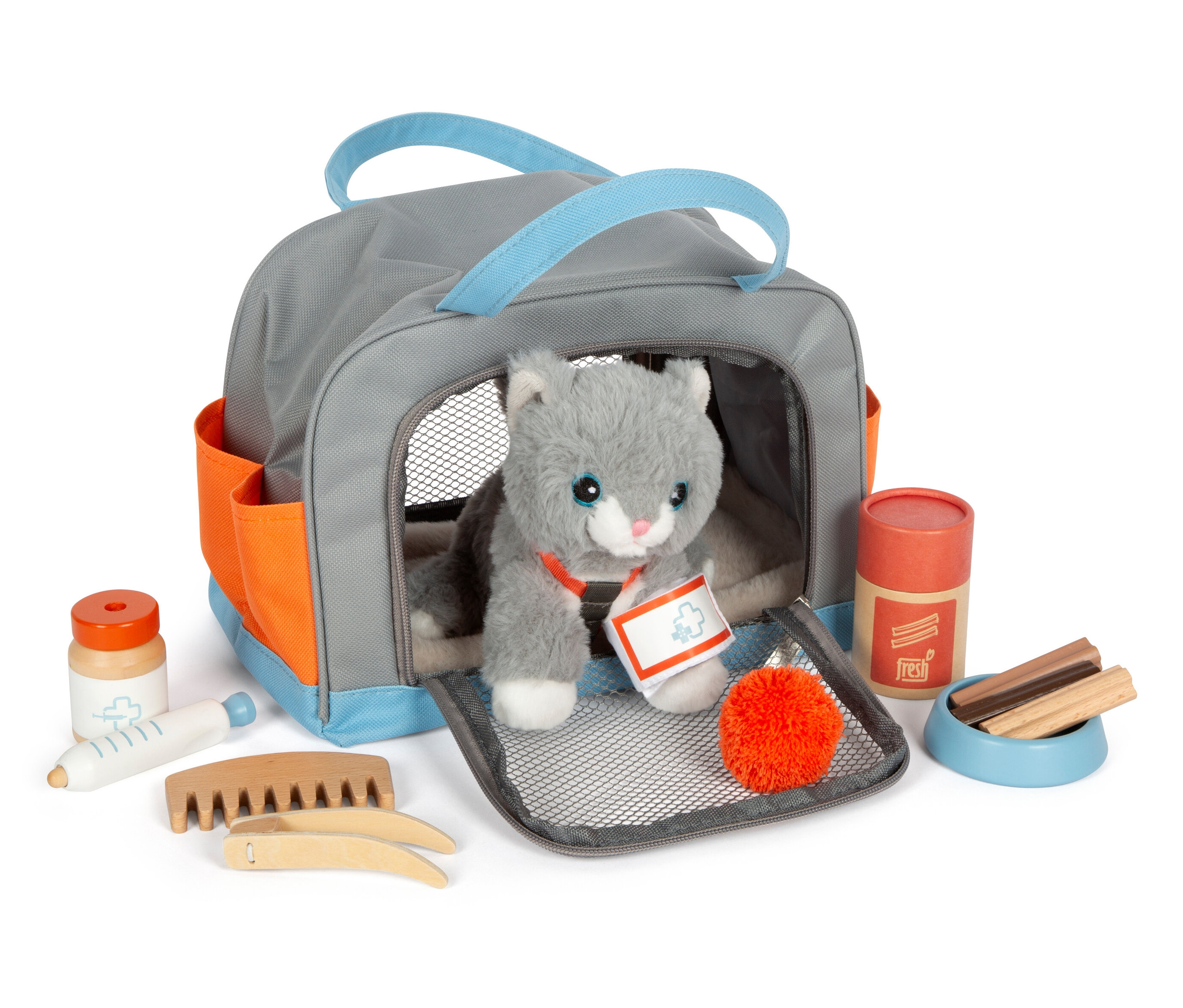 small foot Katze mit Tasche und Pflege-Set - mehrfarbig