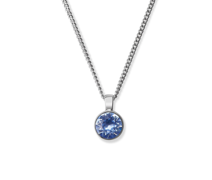 Silberkette »Solitär«, verziert mit blauem Swarovski® Kristall.
