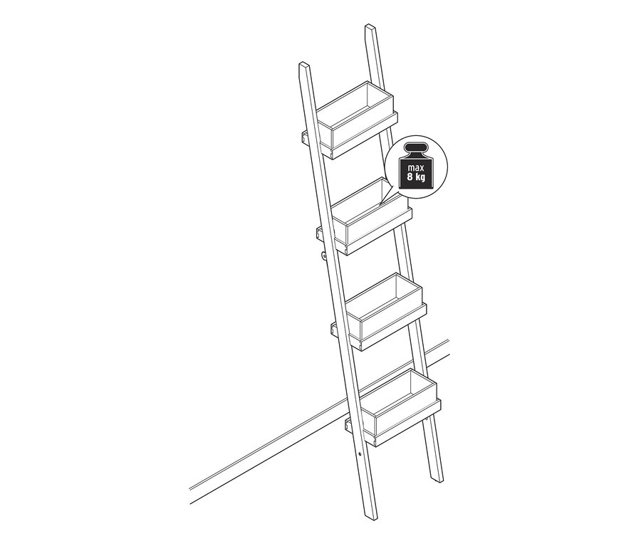 Eine Illustration einer Pflanzleiter mit vier Ebenen.