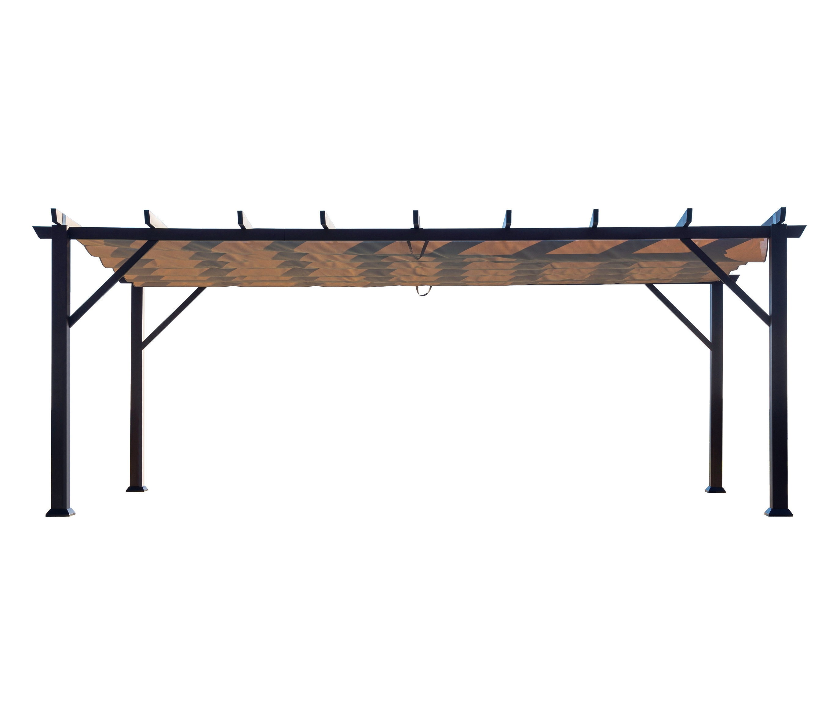 Eine schwarze Pergola »Modena«, ca. 623 x 360 cm.
