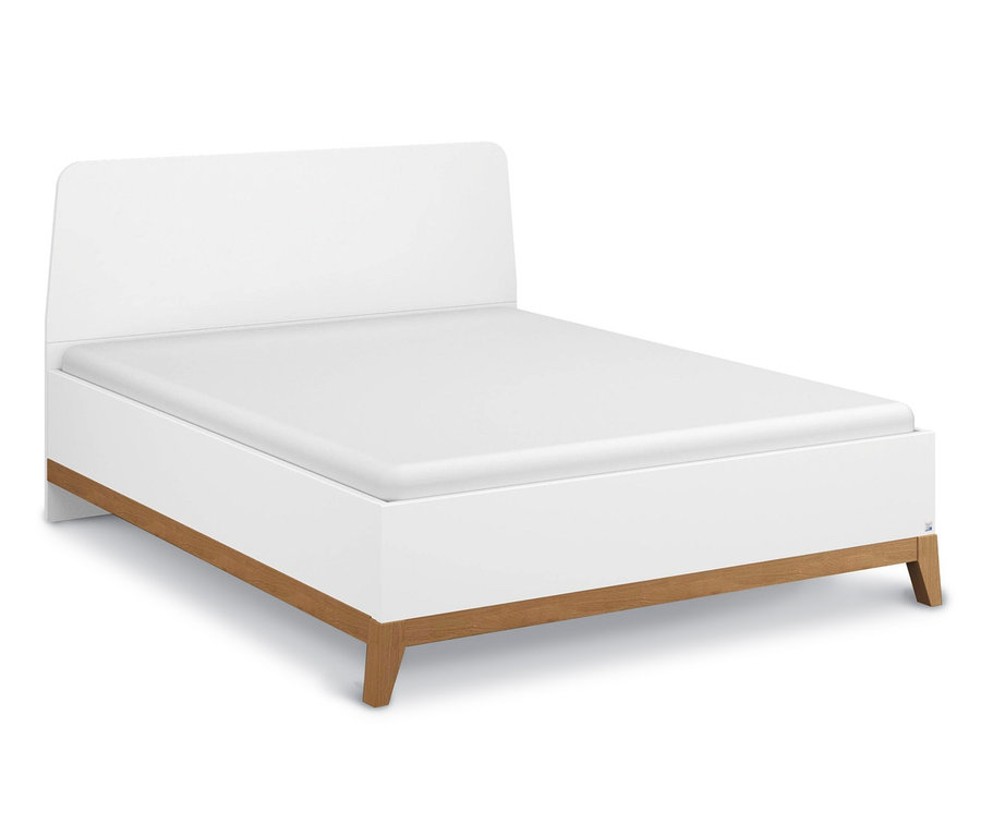 Weißes Bett "Carlsson", ca. 140 x 200 cm.