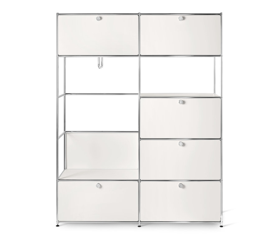 Weißer Systemschrank Metall »CN3« mit Regalen und Schubladen.