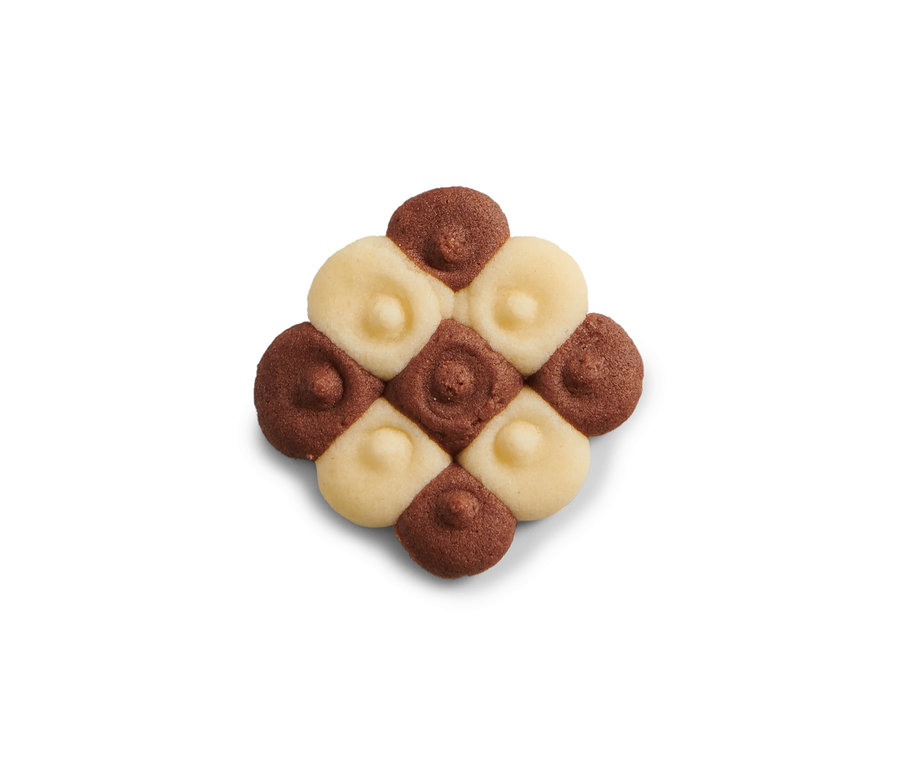 Nahaufnahme eines Gebäcks mit Schokoladen- und Vanillearoma.