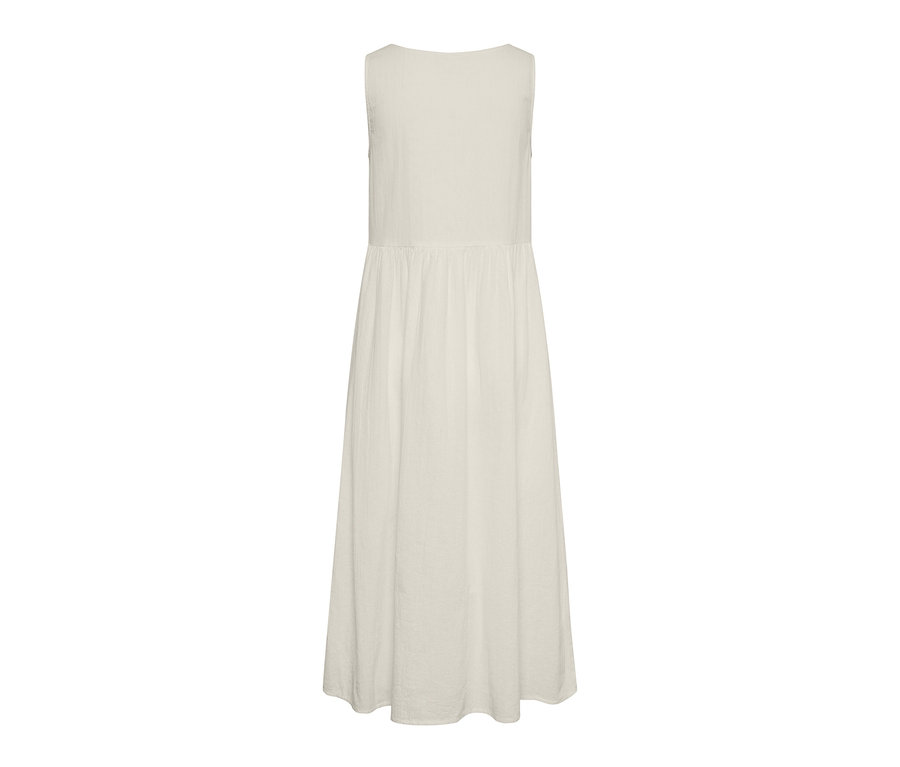 Midikleid mit breiten Trägern.