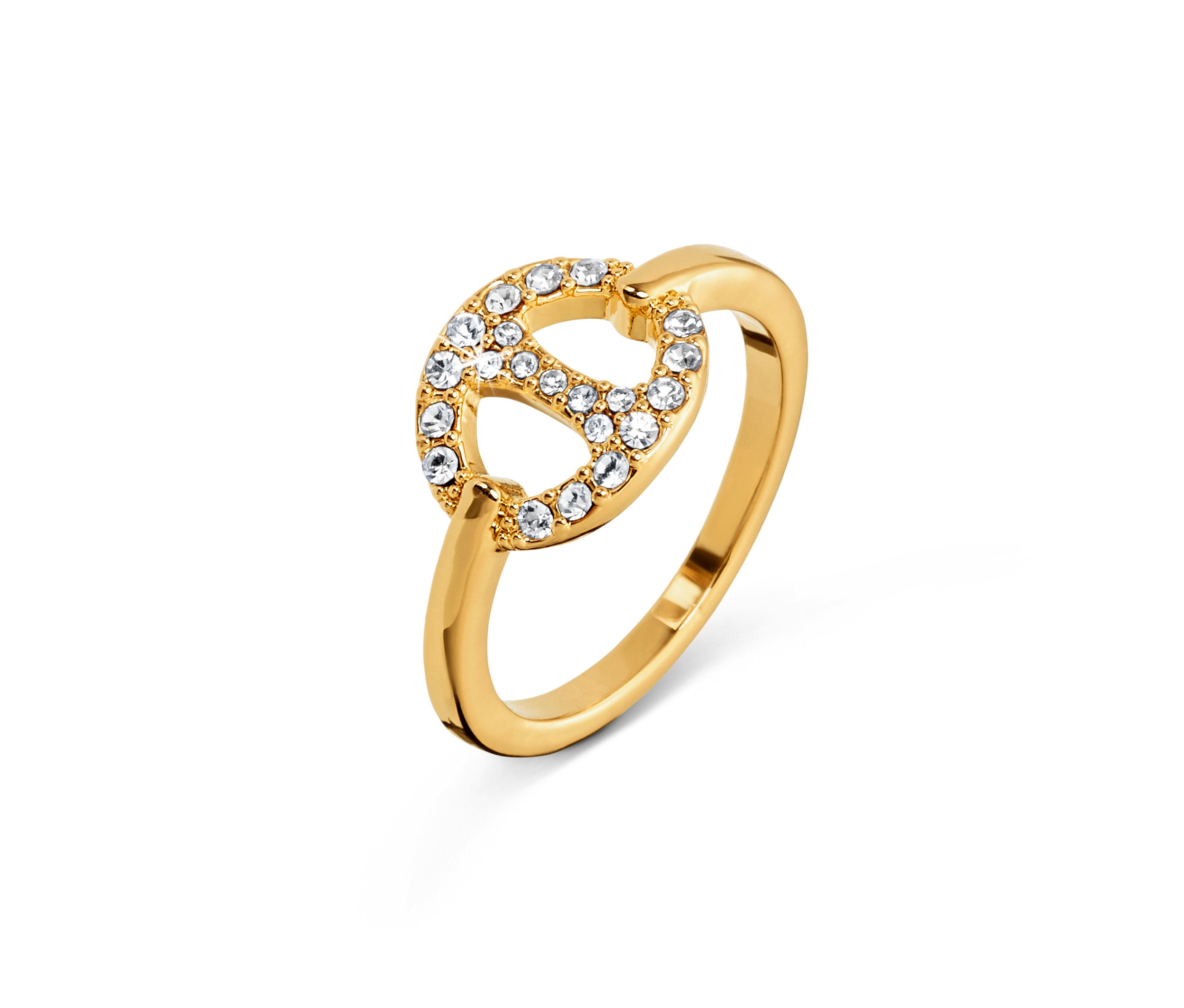 Tchibo - Ring Schiffsanker mit Glaskristallen - Damen - Gr. 19 - gold