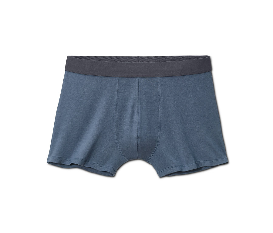 Eine blaue Modal-Slipboxer mit grauem Bund.