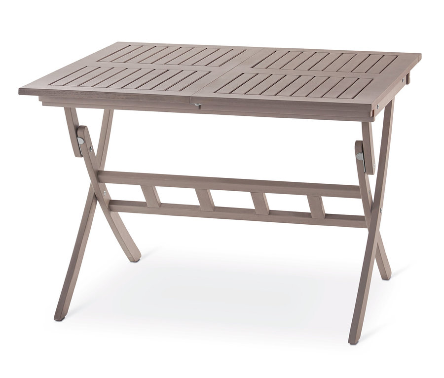 Grauer Esstisch »Leira«, der Teil eines 6-teiligen Dining-Sets ist, auf weißem Hintergrund.