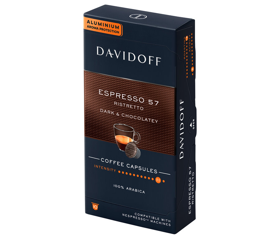 Packung Davidoff Café Espresso 57 Kapseln.
