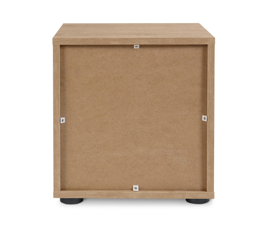 Detail der Rückseite eines Regalmoduls »Flemming« in Eichendekor.