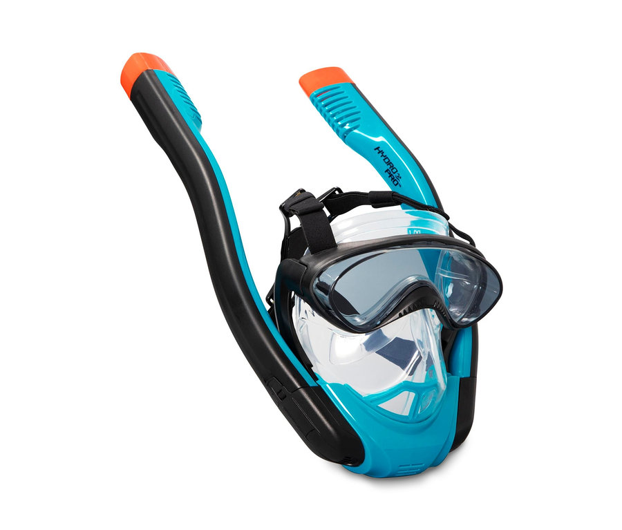 Bestway® Hydro-Pro™ Schnorchelmaske »Flowtech« vor hellem Hintergrund.