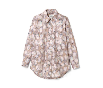 NAH/STUDIO Longbluse aus Bio-Baumwolle mit Print.