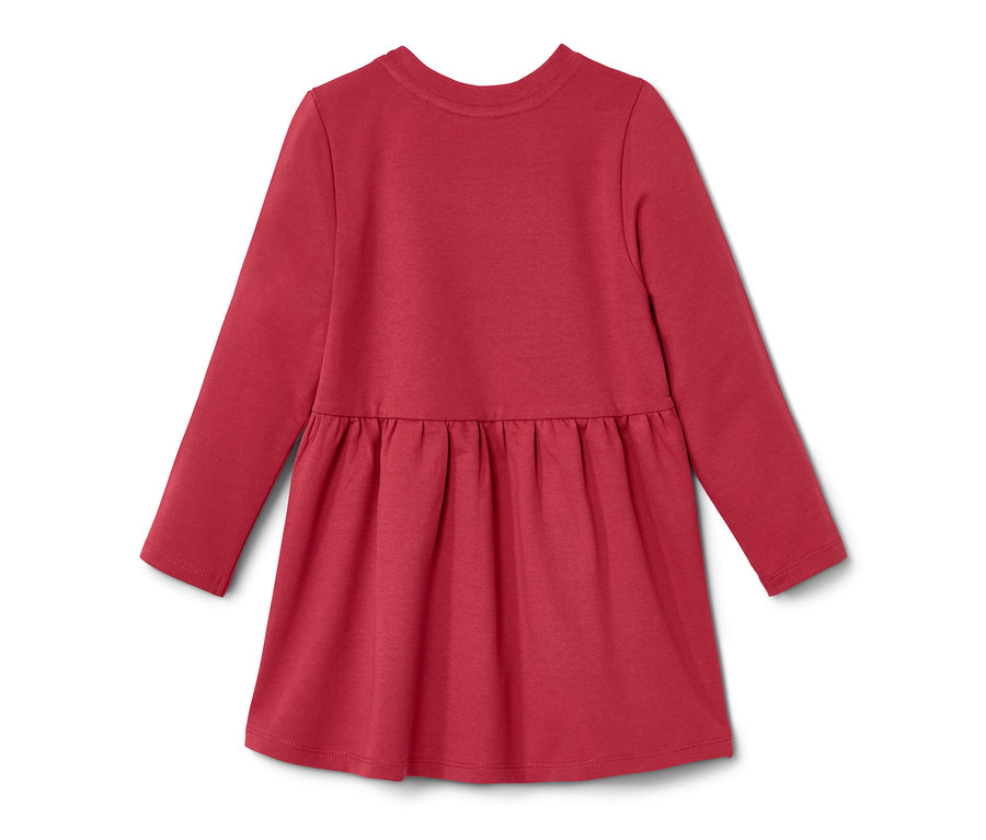 Rotes Kleinkind-Sweatkleid mit langen Ärmeln.